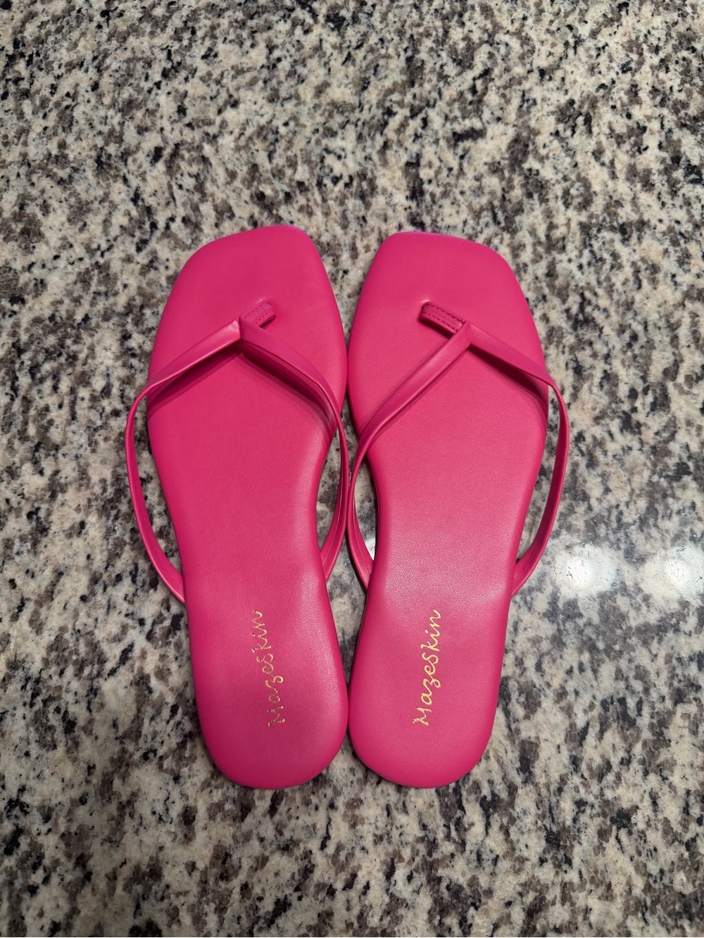 Hot Pink Square-Toe Flip Sandals